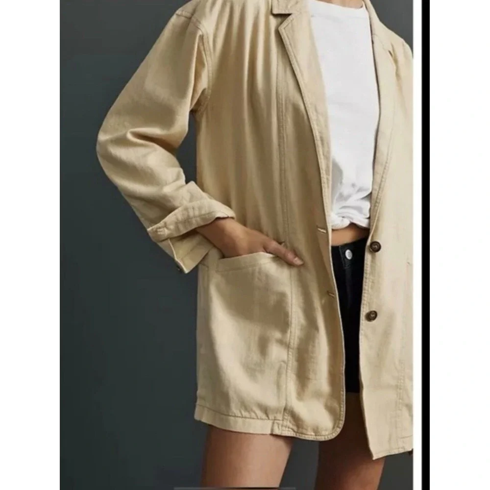 Pilcro and the Letterpress Linen Blend Oversized Blazer Jacket Size Medium
